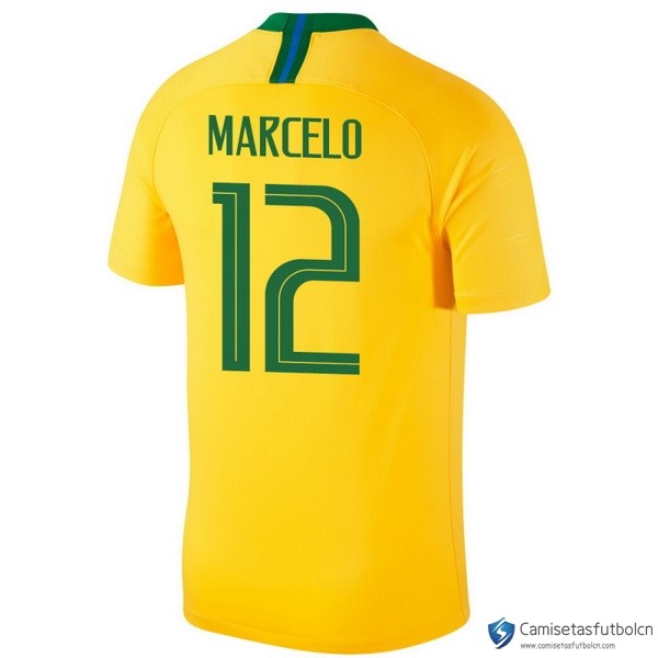 Camiseta Seleccion Brasil Primera equipo Marcelo 2018 Amarillo